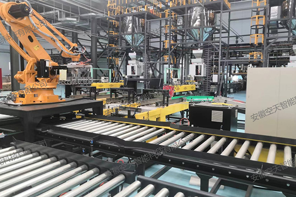 半自動(dòng)稱重包裝碼垛系統(tǒng)典型案例現(xiàn)場(chǎng)